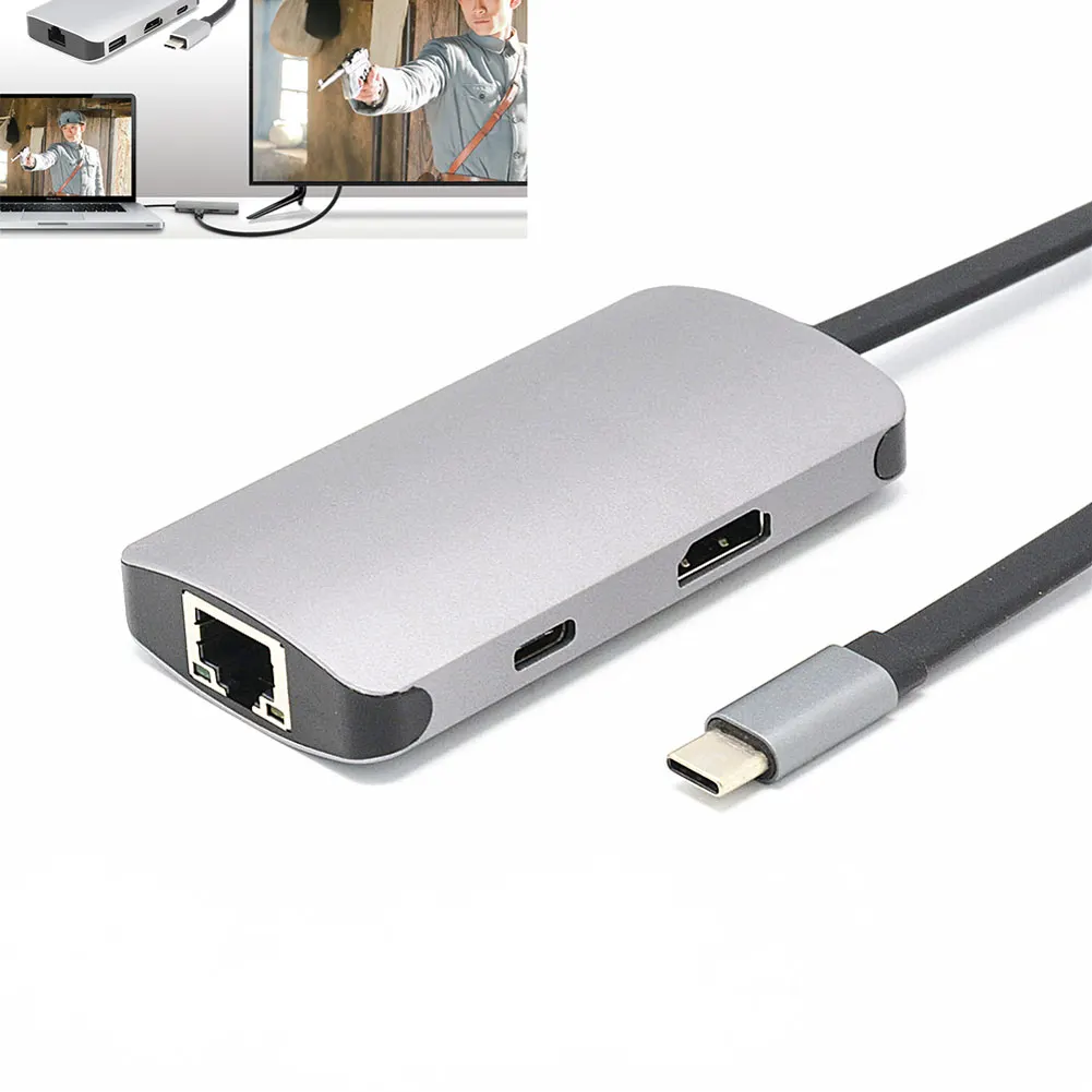 5 в 1 USB 3,1 Тип C концентратор с 4 K HDMI видео HD RJ45 Ethernet Тип C зарядки Hub SD998