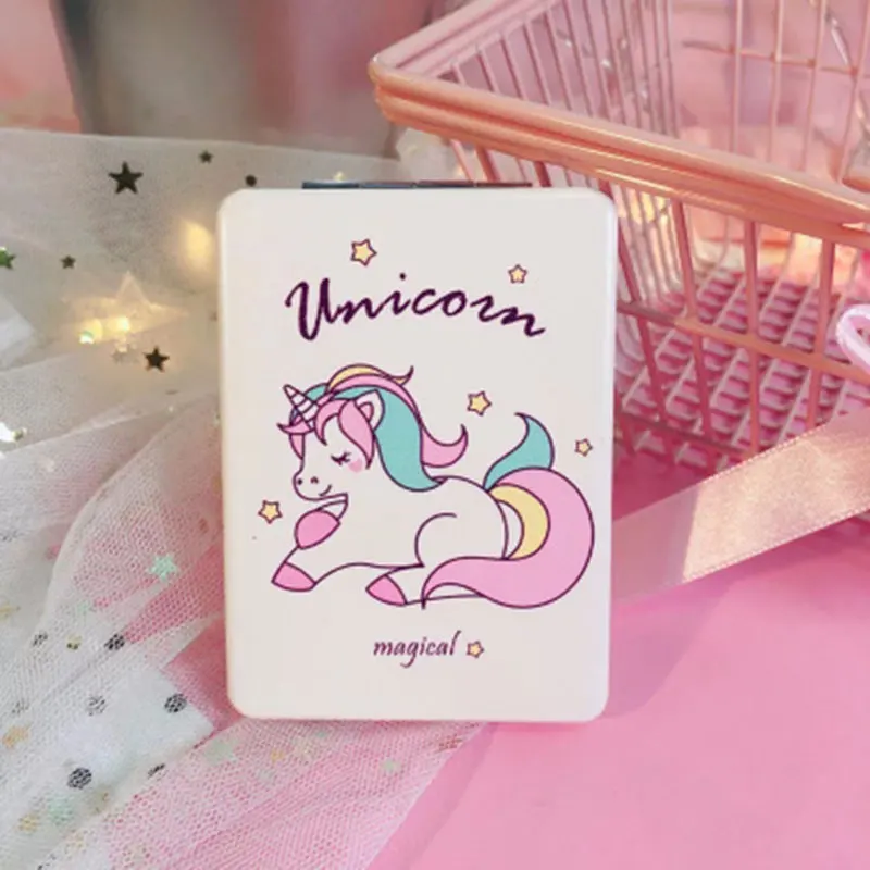 Пигмент Unicorn с зеркальным эффектом мультяшное квадратное складное зеркало карманное двухстороннее косметическое зеркало Красота Макияж Miror розовый/зеленый