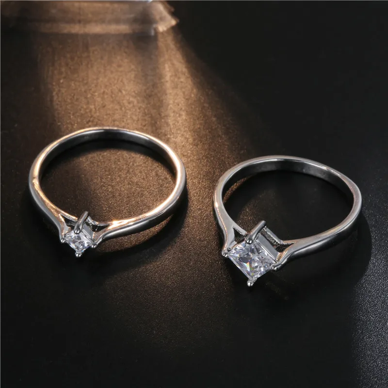

FYM Fashion High Quality Sliver Color Couple Ring Women & Men Cubic Zirconia Engagement Rings for Couples Jewelry Party