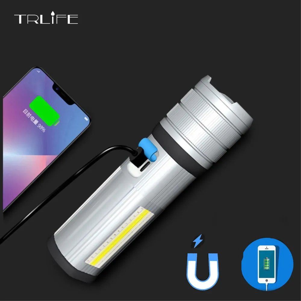 

5200mAh Multifunction T6/L2 COB Torch 7Modes LED Flashlight Camping Magnet Light Red White Blue Lamp With Power Bank Function