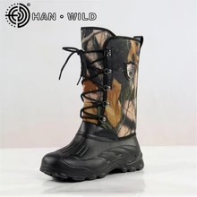 Новые водонепроницаемые зимние ботинки мужские Нескользящие ботинки для рыбалки/катания на лыжах высокие мужские теплые зимние ботинки камуфляжные уличные ботинки с листьями