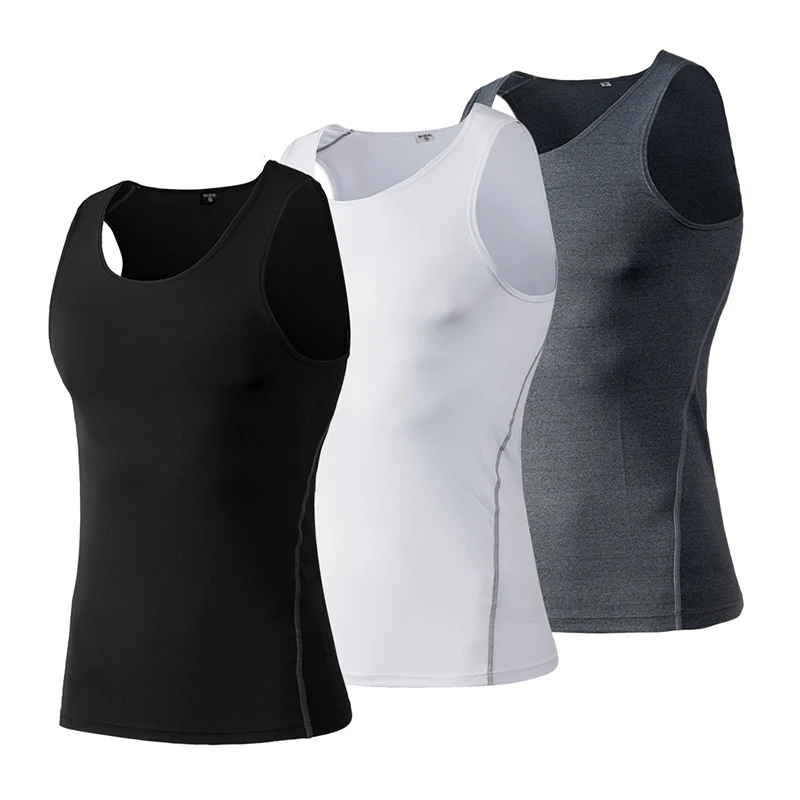 YD Men's Vest Tops Quick Dry Fitness Athletic Running 3PCS Vest for Gym