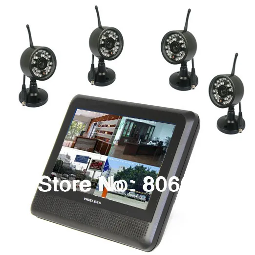 

2.4Ghz Digital 4CH Wireless waterproof Camera & QUAD TFT LCD DVR System with 32Gb TF Card Supported Drop Shipping Available