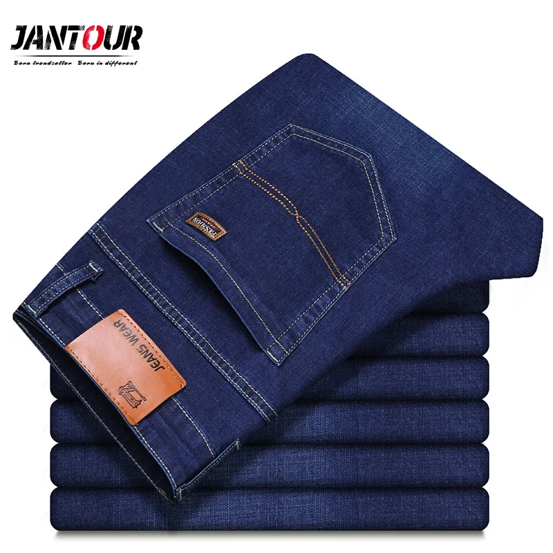 

Jantour jeans for mens pants classic denim jean men Business Trousers Casual Loose Straight Elasticity pant male Plus Size 28-40