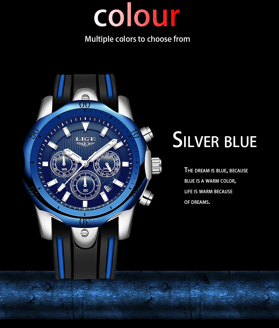 2019 Новый Для мужчин s часы lige Top Элитный бренд модные спортивные часы Для мужчин Военная Униформа Водонепроницаемый хронограф часы Relogio