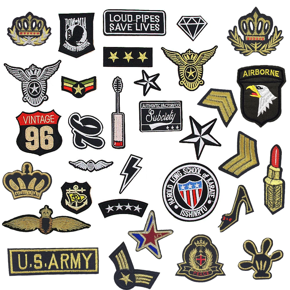 

1 PC Popular Embroidered Patch Cloth Military Patches for Clothing Epaulette Stripes on Backpack Shoulder Emblem for Clothes