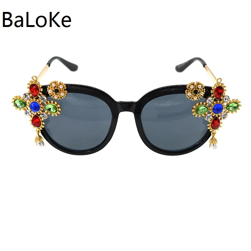 Vintage Sunglasses Women Cat Eye Luxury Brand Designer Sun Glasses Retro Crystals ladies Sunglass Black Eyewear oculos