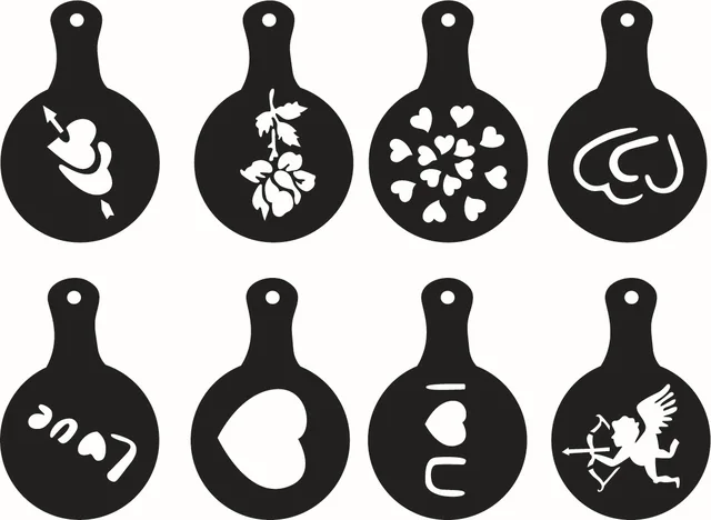 Cheap 8-kinds Creative Fancy Coffee Printing Mold,  Heart-shaped Valentine Coffee Foam Spray Template