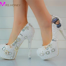 Fashion Custom Made Pearls Lady’s Formal Shoes Women’s High Heels Bridal Evening Prom Party Wedding Dress Bridesmaid Shoes