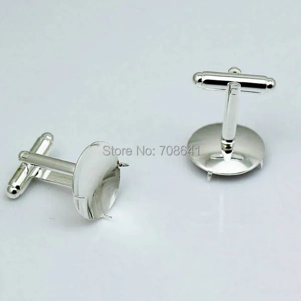 Blank Cufflinks Settings With With Circle Prong Pin Bezel Cabochon Bases Cufflinks Men's Cuff