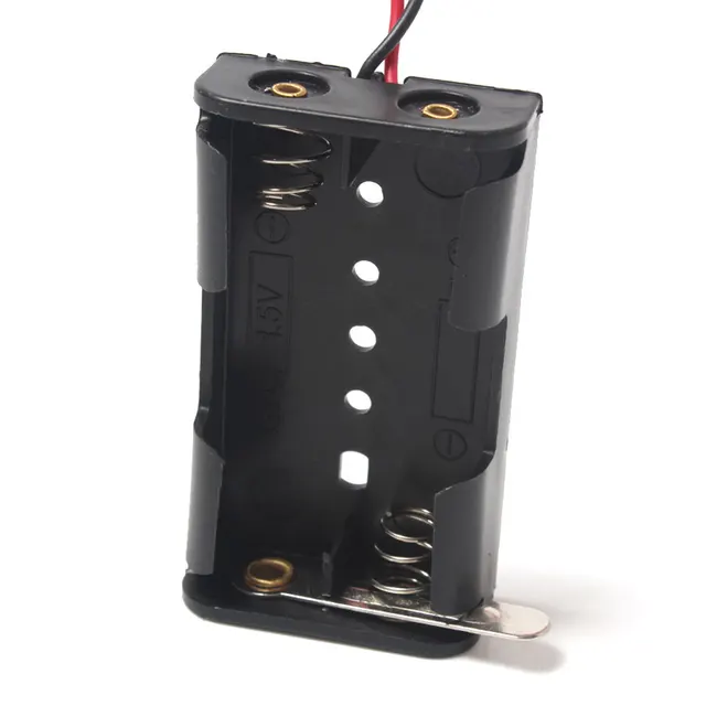20Pcs 2 X 1.5V AA Battery Holder Case Black Storage Box With Wire Lead
