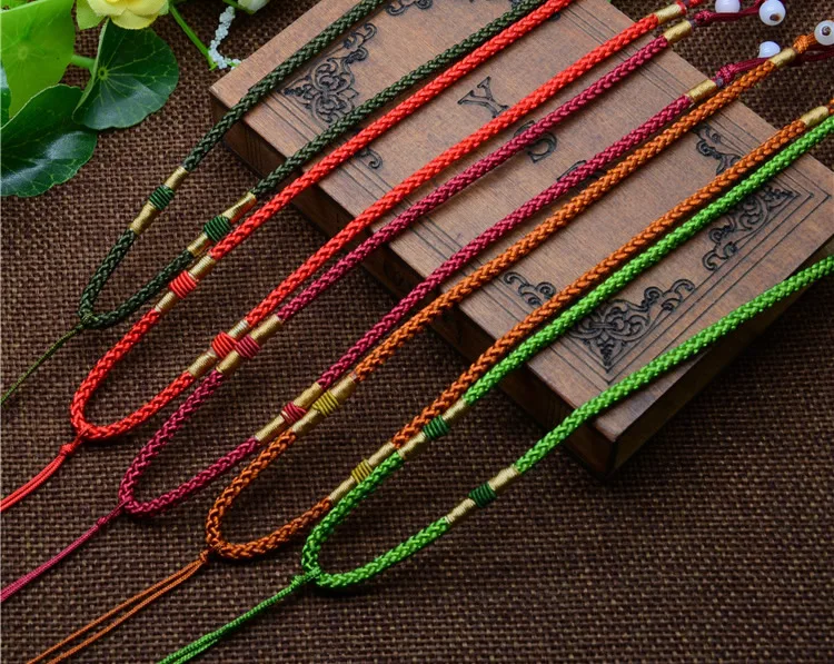 100 strands/tasche halskette nylonschnur kette choker für tibetischen dzi perlen mit glas einstellbare 3mm länge: ca. 17,5-24 zoll