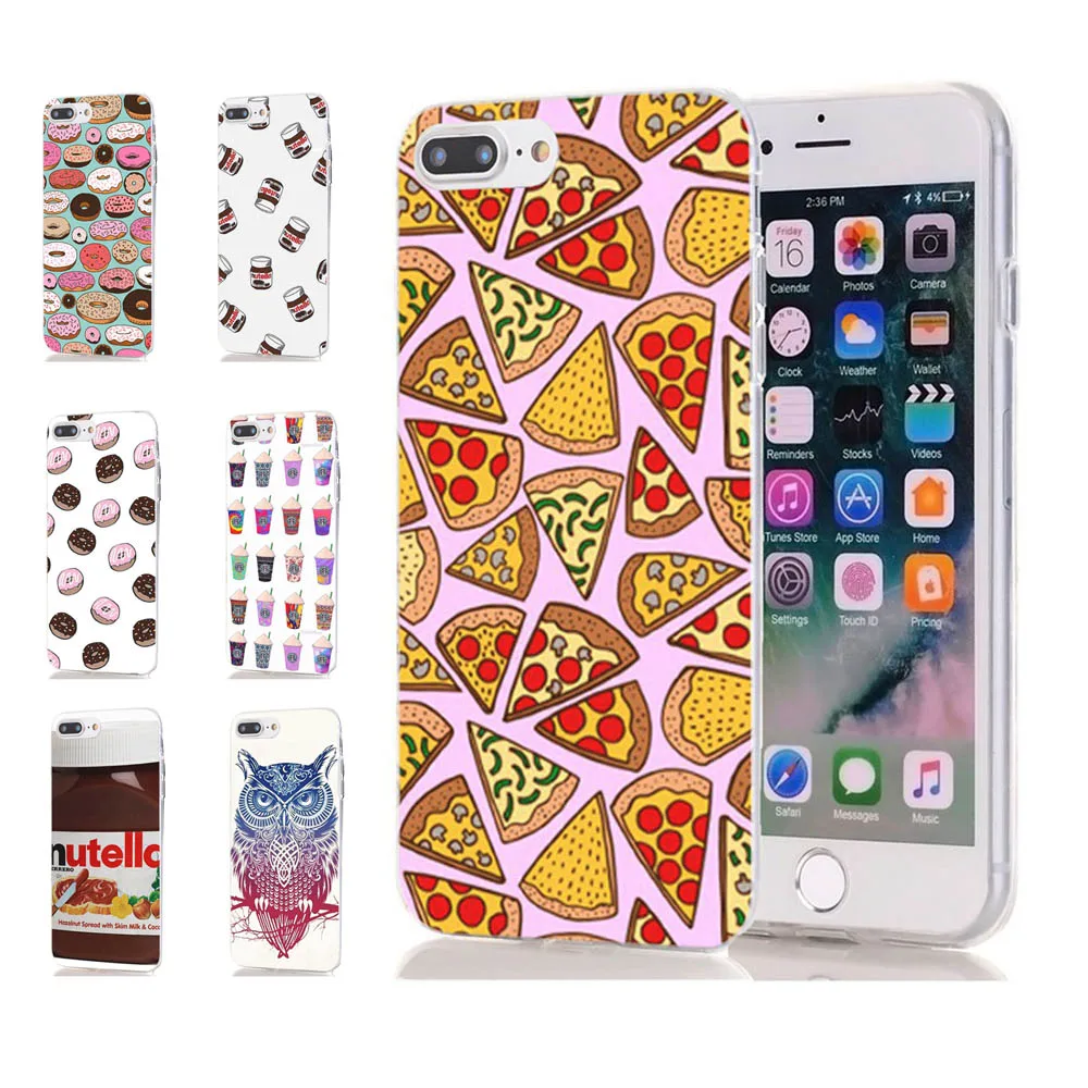 MLCRIYG Soft Phone Case For iPhone 6 6S Plus 7 7Plus 8Plus X TPU Colorful Pizza Cake Watermelon Pattern Fundas C056 |