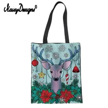 С Рождеством Христовым лося печати Для женщин складная сумка Сумки сумки многоразовые экологически чистый хлопок большой мешок Лось Олень