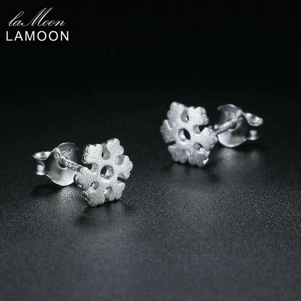 LAMOON 2017 New Little Snowflake Shape 100% 925-Sterling-Silver Earrings Fine Jewelry For Women Girl Gift Daily Life LMEY236