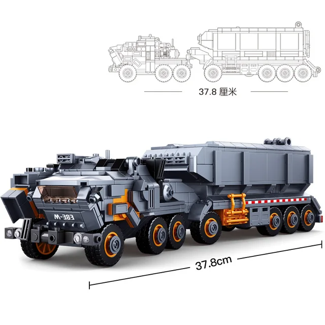 Sluban Military Model Building Block the Wandering Earth Heavy Transport Vehicle Truck 832pcs Educational Bricks Toy Boy 2