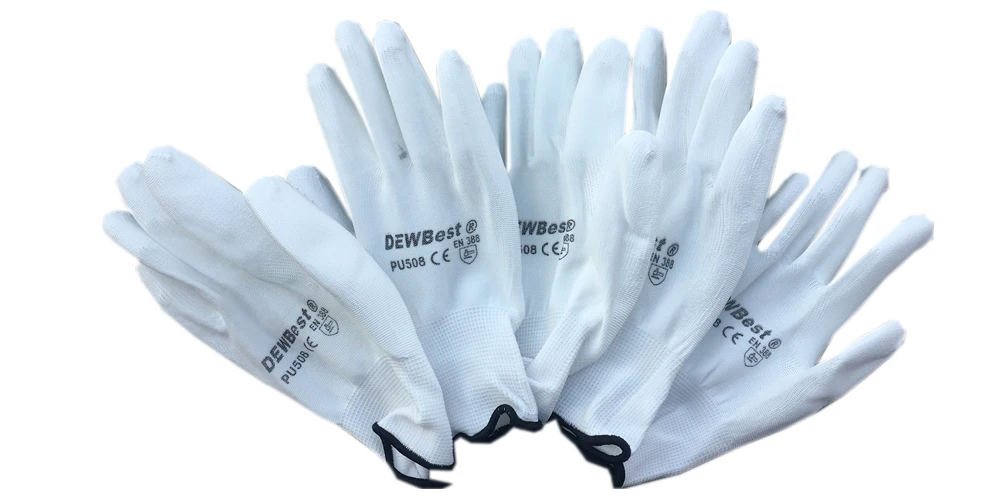 DEWBest High-quality Low Price  pu Safety pu coated work gloves pu glove 12pairslot24pcs safety gloves Gardening GloveIMG_6940_