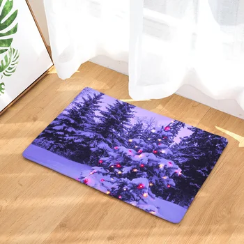 

Landscape Winter Cartoon Snow Tree Family Print Box Entry Hallway Mats Christmas Rug Decorate Office Large Coral Fleece Gorgeous