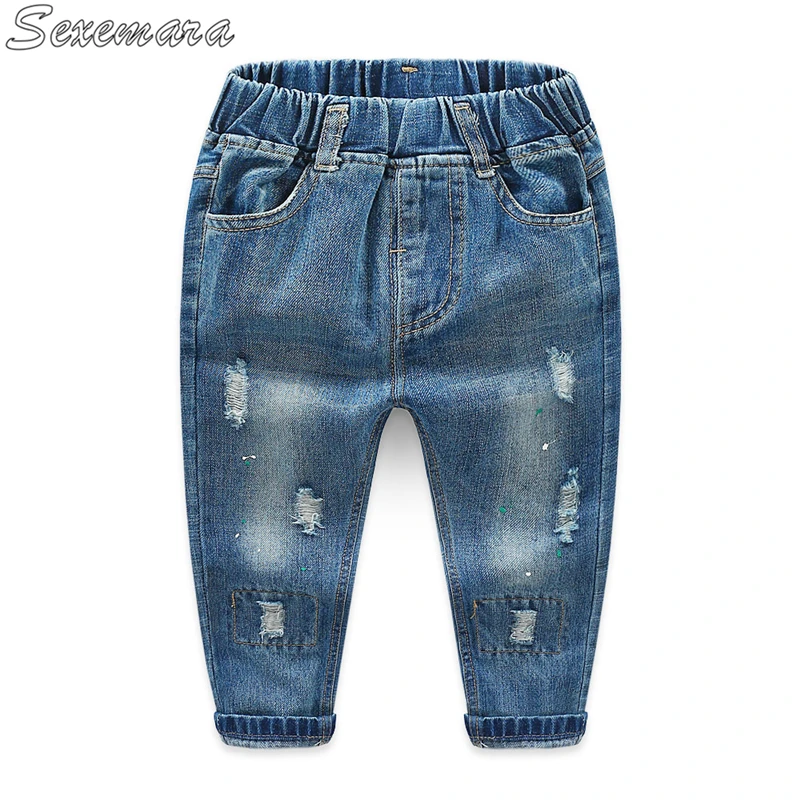 

Boys jeans 2018 spring and autumn new children's clothing loose wild hole jeans