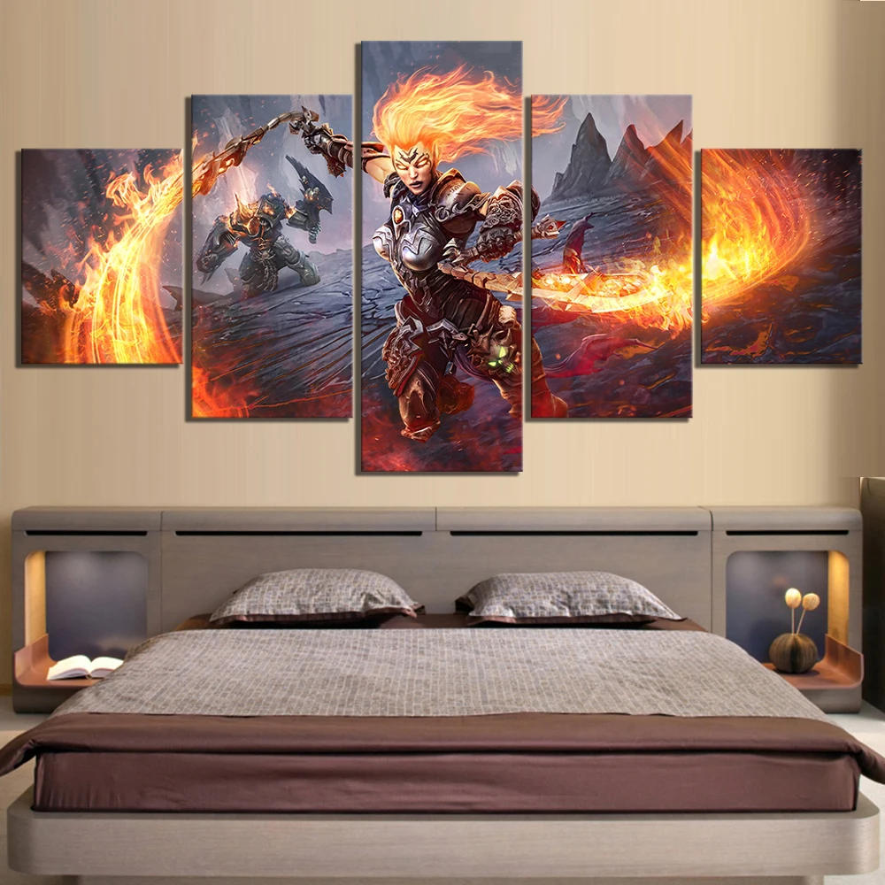 

5 Piece HD Pictures Darksiders 3 Game Poster Artwork Canvas Painting Wall Art for Home Decor