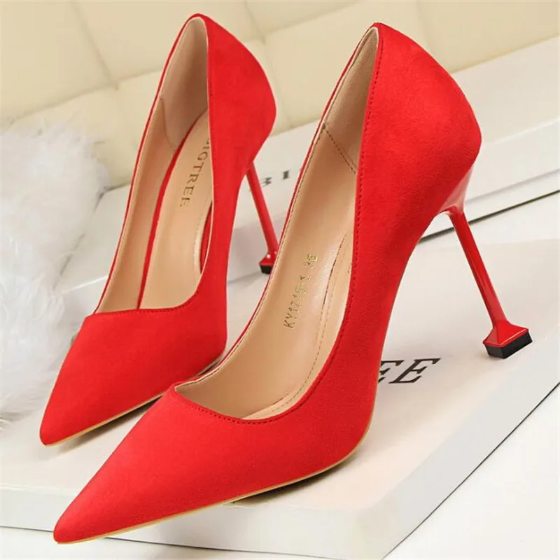 

High quality zero profit sexy pedicure slim female high heel stiletto high heel suede shallow mouth pointed shoes Women's shoes