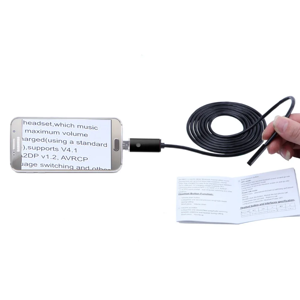 2in1 8mm Mini Endoscope Waterproof Borescope Inspection Camera For PC Android