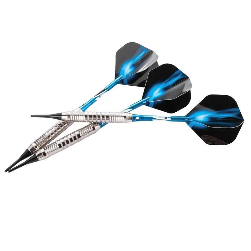 3pcs High Quality Blue Fire Pattern Professional 18 Grams Soft Tip Darts Iron