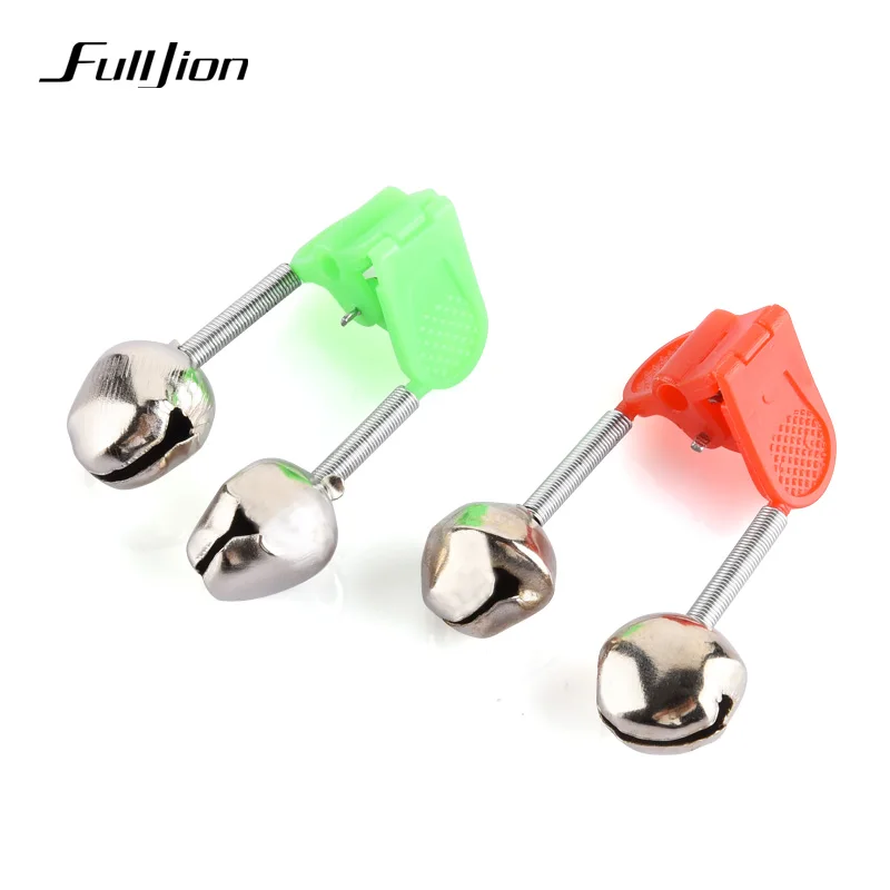 Fulljion 2 قطع الأسماك أجراس إنذار صندوق معالجة الصيد ليلة الصيد قضيب تعويم التوأم اجراس حلقة Pasca الصيد أداة التبعي