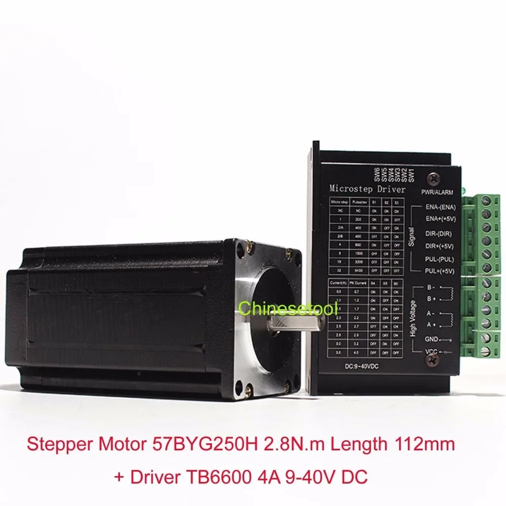 

Шаговый двигатель 57BYG250H 2,8 N. m длина 112 мм + Драйвер Microstep DM542 4.2A 20-50 в