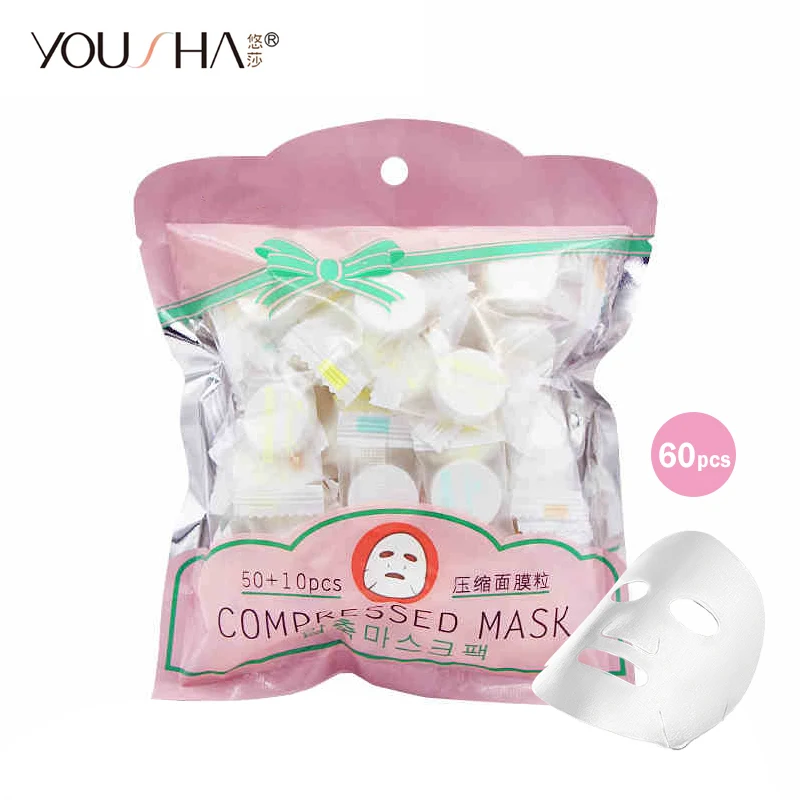 

YOUSHA 60pcs Compressed Mask Cotton Facial Sheet DIY Skin Face Care Wrapped Compress Mask Paper Ultrathin Breathable BeautyTool