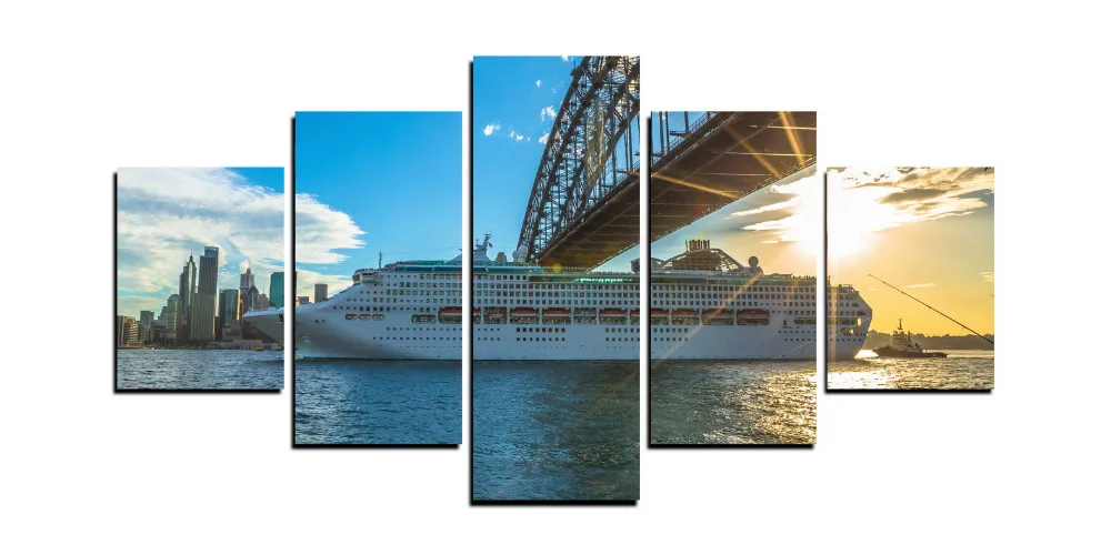 5 Panels Super Cruise Ship Canvas Prints For Living Room