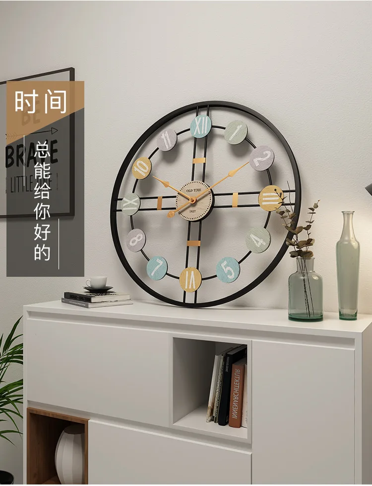 Европейские креативные настенные часы, современные короткие железные большие 3d настенные часы, домашний декор, товаров, винтажный домашний декор - Цвет: black and gold needl