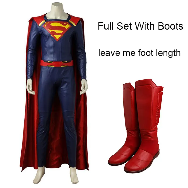 Супермен, Кларк Кент, косплей, Супергерл, сезон 2, костюм супергероя, красная накидка, одежда на Хэллоуин, Рождественский костюм для взрослых мужчин - Цвет: Full Set With Boots