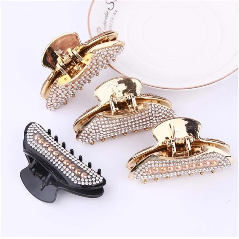 designer head scarf 1PC Rhinestone Hair Clips Crab Hair Claw for Girl Hairpins Barrettes Headwear Women Pearl Hair accessories Fashion bride hair clip