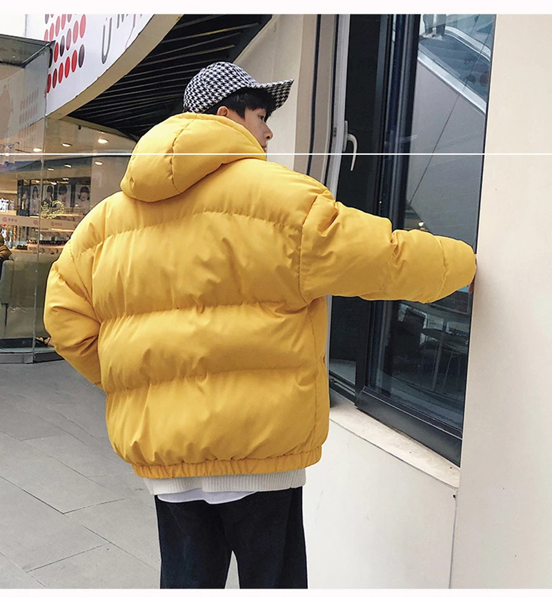 Короткая Парка мужская зимняя с капюшоном теплая Корейская холодная дутая стеганая хлопковая стеганая куртка мужская с капюшоном Harajuku уличная верхняя одежда для мужчин
