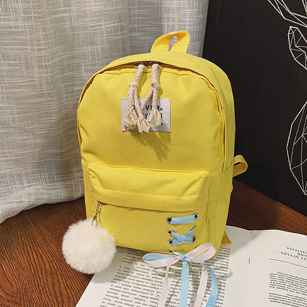 Детский рюкзак из парусины с бантом для волос, набор рюкзаков, школьная сумка на плечо для студентов, повседневный пенал, рюкзак