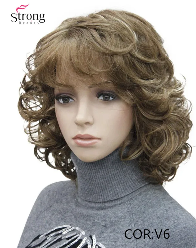 Women's Short Curly Heat Resistant Synthetic Mix Brown Blonde Hair Wigs (3)