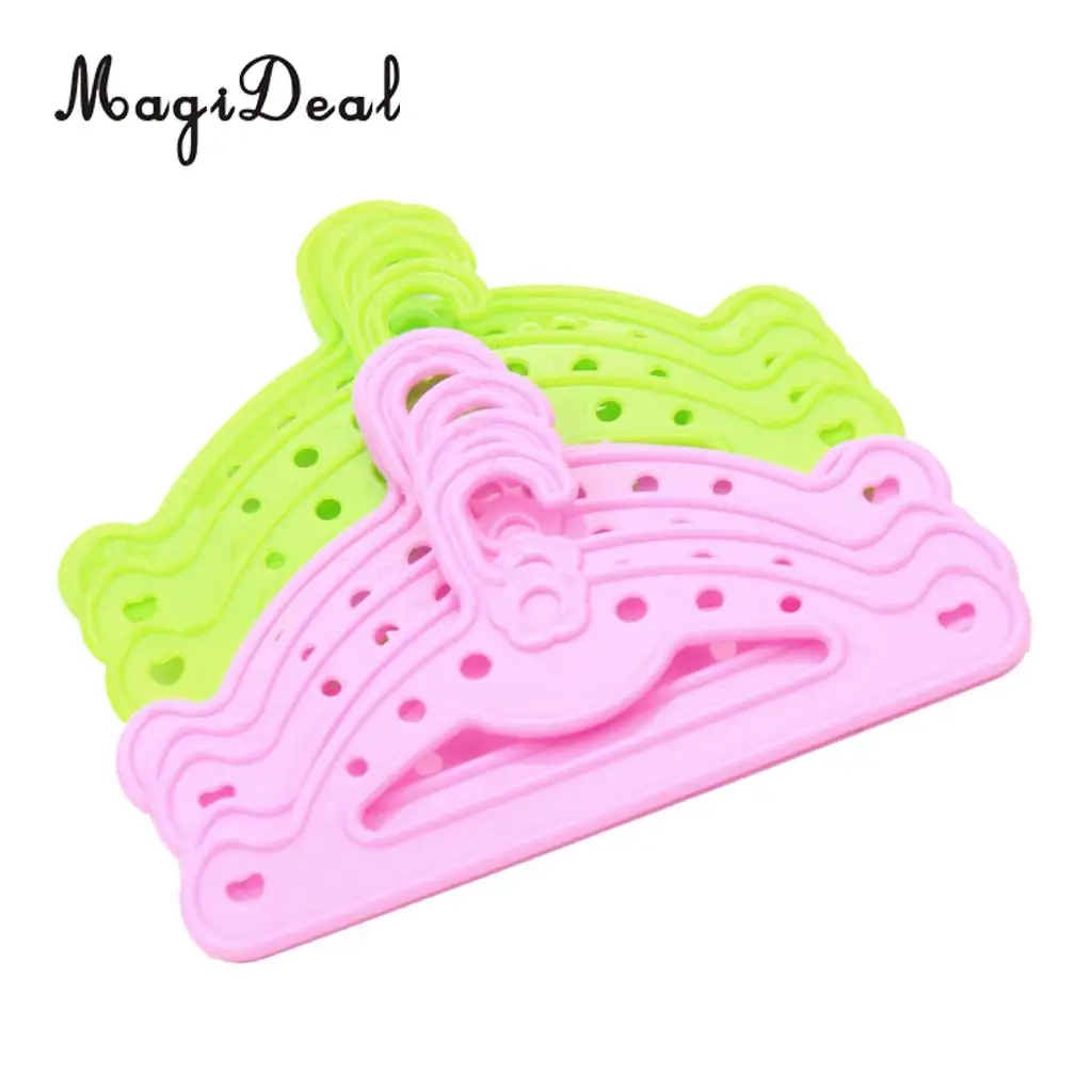 Cute Miniature 10Pcs Plastic Doll Costume Clothing Acc Clothes Hangers for 18 Inch American Doll Children Girls Toys