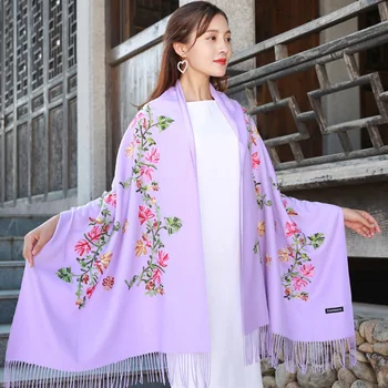 

200*70cm Women Print Purple big shawl cashmere shaw cashmere scarves with tassel lady winter warm scarf female party supplies