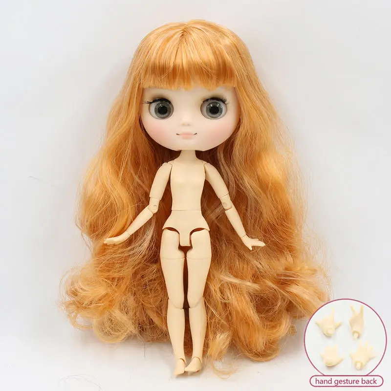 Middie blyth nude doll 20cm joint body matte face makeup gray eyes soft hair DIY toys gift with gestures 23