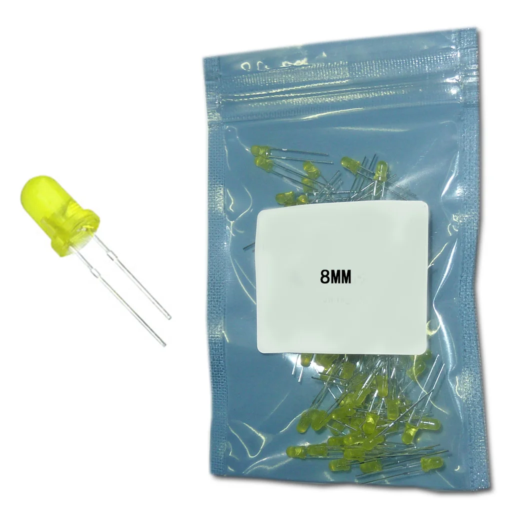 8mm Super bright LED Light mitting Diodes Yellow Colour Yellow Light Tube 500pcs/lotin EL