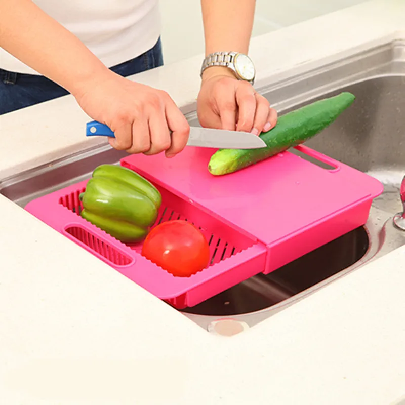 

2016 Creative Multi-purpose Kitchen Chopping Blocks New Vegetable & Fruit Sliding Shelf Fashion Wash Dish Draining Board