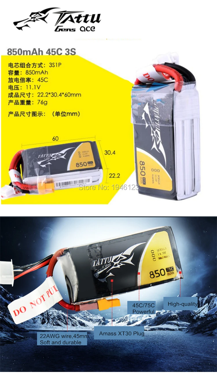 tatuu 850mah 45c 3S_