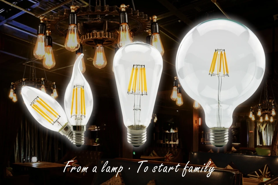 LED Filament Bulb E27 E14 Retro Edison Lamp 220V-240V Light Bulb C35 G45 A60 ST64 G80 G95 G125 Glass Bulb Vintage Candle Light