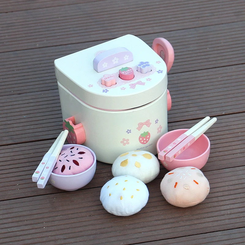  Children's wooden play house girl cooking toys rice cooker simulation small appliances kitchen rice - 32952003407