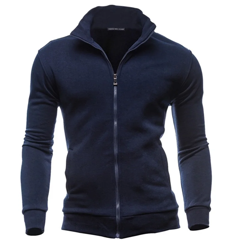 

2018 Men Coat Brand Clothing Fashion Zip Stand Collar Man Casual Slim Hoody Sweatshirt