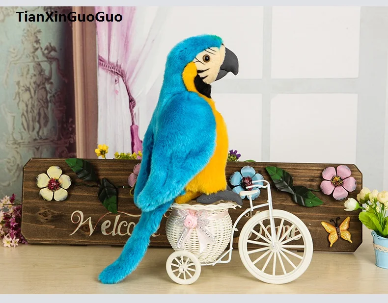 Товары высокого качества около 26 см красивая птица прекрасный синий попугай Плюшевые игрушки Мягкая кукла подарок на день рождения b2729