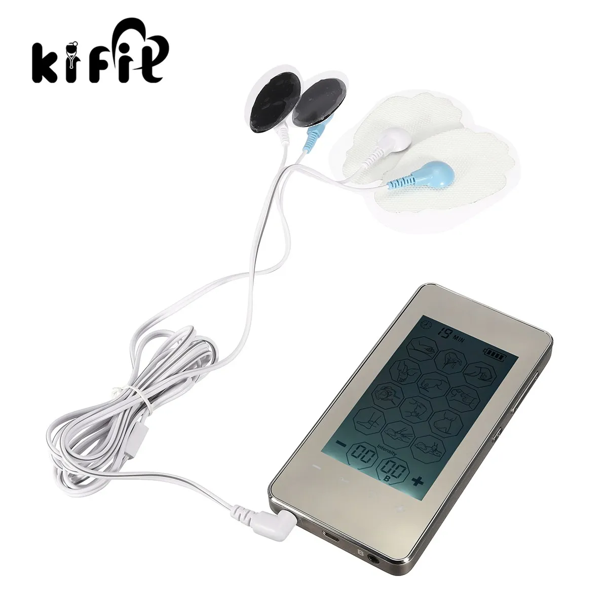 KIFIT 12 Modes Tens Electronic Muscle Stimulator Ems Acupuncture Therapy Machine Rechargeable Pain Comfortable Massager