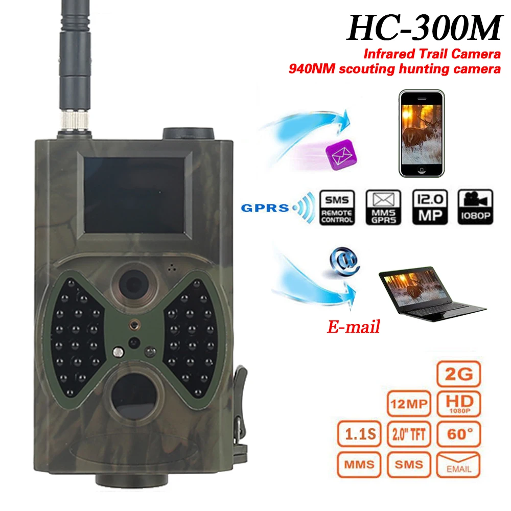 Ip54 à Prova Deer Trail Câmeras Scouting d' Água Caça Trilha Câmera 36 ir Leds Night Vision Infrared Detector hc 300 m 12mp 5 Esporte e Lazer