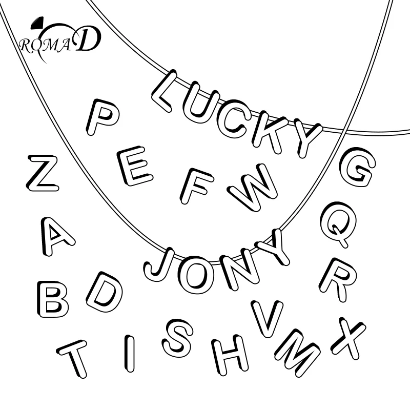 

ROMAD DIY Composable Initial Necklace for Women Sterling Silver Name Pendants & Necklace Words Snake Chain Necklace R4